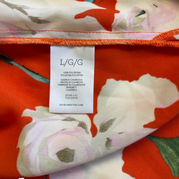 CABI MANET ORANGE FLORAL BUTTON UP SLEEVELESS SHEER TANK BLOUSE - SIZE LARGE - Picture 11 of 12